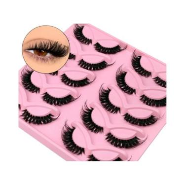 Imagem de Cílios Postiços 8D Cat Eye Faux Mink Lasvirey, Volume Fluffy E Espesso