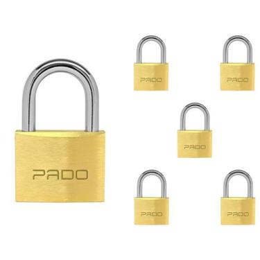 Imagem de 6 Cadeado Pado Tradicional 30mm Latão Maciço Autoblocável