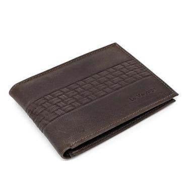 Imagem de Carteira Fina Masculina De Couro Le Voyage Rústico Fóssil
