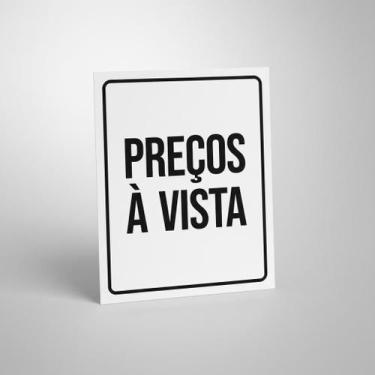 Imagem de Placa Acm Preços À Vista Preta 18X23 - Sinalizo