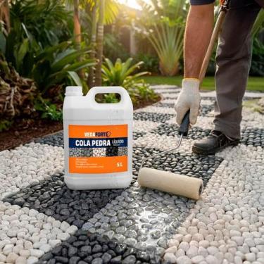 Imagem de Cola Pedra Incolor 5 Litros Fixador De Pedras Para Jardim E Calçamento