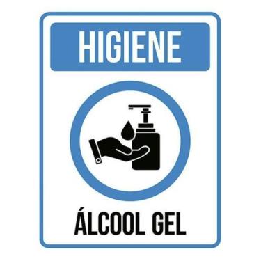 Imagem de Kit 5 Placas Higiene Álcool Gel Ícone ul 27X35 - Sinalizo