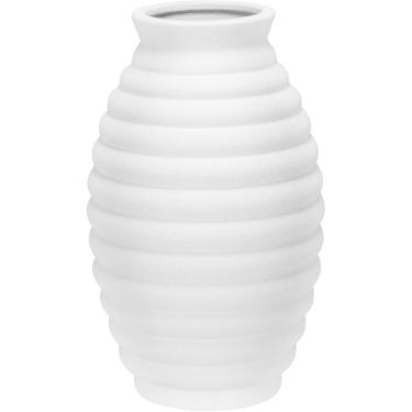 Imagem de VASO DECORATIVO ENFEITE CASA REDONDO HOME&CO CERÂMICA 30x19x19cm MARFIM