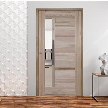 Imagem de Kit Porta de Madeira BBB 210x102cm Batente 14cm Fechadura Rolete Rodam