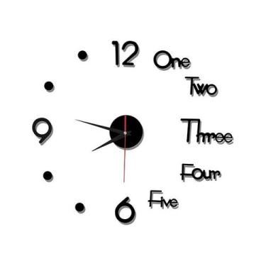 Imagem de Relógio de parede, espelho acrílico, decoração de casa, 50x50cm - J-On