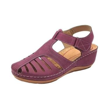 Imagem de Sandálias De Plataforma Vintage Para Mulheres plus Size, Com Fivela, E