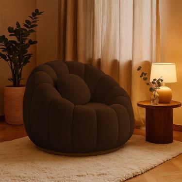 Imagem de Poltrona Decorativa Orgânica Giratória Cloud Bouclê E03 - D'rossi Cor Marrom