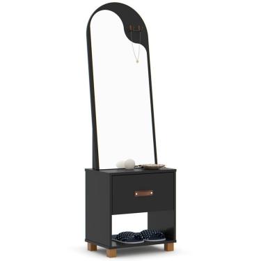 Imagem de Toucador Penteadeira Com Espelho 1 Gaveta Organic Preto - Ej Móveis