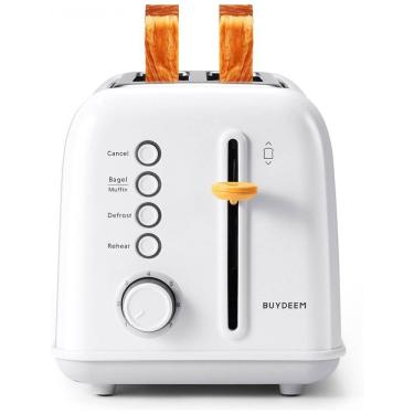 Imagem de Torradeira 2 Fatias BUYDEEM DT620 Inox Branco Ártico Retro, 7 Níveis, Slots Largos, Função Bagel/Muffin, Bandeja Migalhas, 900W, 110V