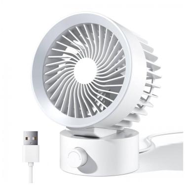 Imagem de Ventilador de Mesa USB KinYiLO Branco, Fluxo de Ar Stepless Ajustável, Silencioso <35dB, 3 Lâminas, Potência 5W, 5V, Modelo LLD-F87