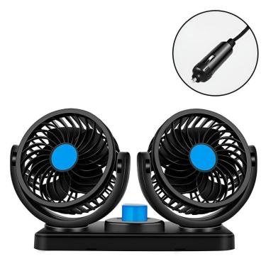 Imagem de Mini Ventilador Duplo Automotivo Ajustável Painel Carro azul