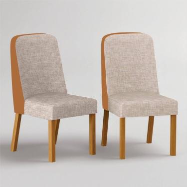 Imagem de Kit 2 Cadeiras para Sala de Jantar em Madeira Isis Cinamomo/Terracota/Palha