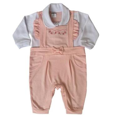Imagem de Macacão Recém Nascido Roupinha Bebê Babadinho Detalhe Tricot - Vaninha