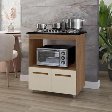 Imagem de Balcão Cooktop Elisa 75cm 2 Portas Para Cozinha Com Espaço de Forno - 