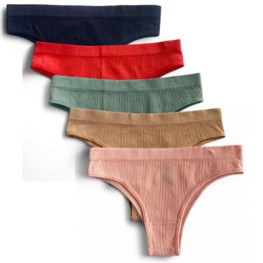 Imagem de Kit 5 Calcinha Tanga Feminina Microfibra Sem Costura Básica - GSV, Sor