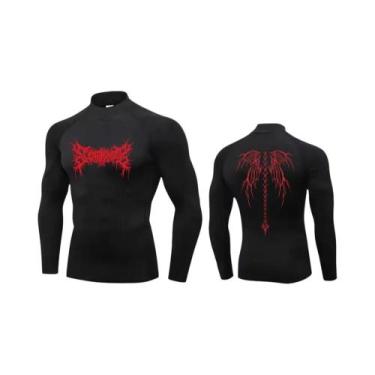 Imagem de Camisa De Compressão Masculina Y2K De Gola Alta Para Fitness, Secagem 