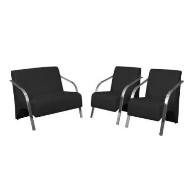 Imagem de Conjunto Poltronas Vênus Pés Alumínio material sintético Preto - D SAL