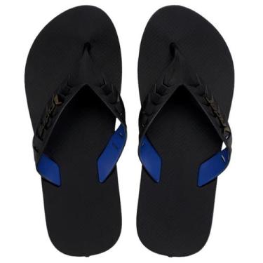 Imagem de Chinelo Masculino Casual Rider Street, Preto, Azul, 41/42