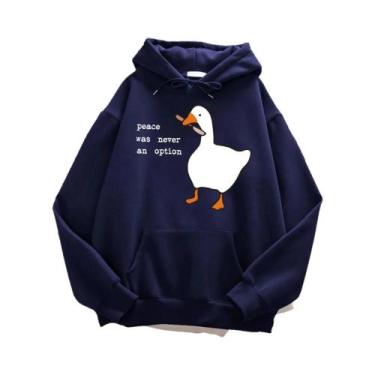 Imagem de Moletom Masculino Oversized Com Capuz, Estilo Hip Hop, Estampa Peace W