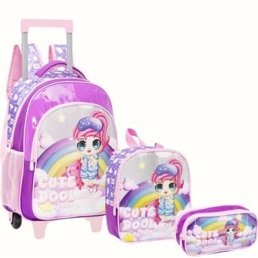 Imagem de Kit Escolar Mochila de Rodinha Lancheira e Estojo Cute Dool Yepp MIF53