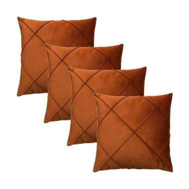 Imagem de Kit 4 Capas para Almofada Drapeada em Veludo Quadrada Várias Cores - D