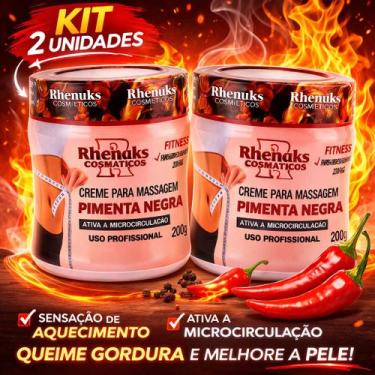 Imagem de Kit Gel Pimenta Negra Rhenuks 200g Massagem Ativa Microcirculacao e Aj