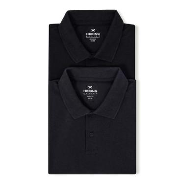 Imagem de Kit Com 2 Camisas Polo Básicas Masculinas Em Piquet - Hering, P, Preto