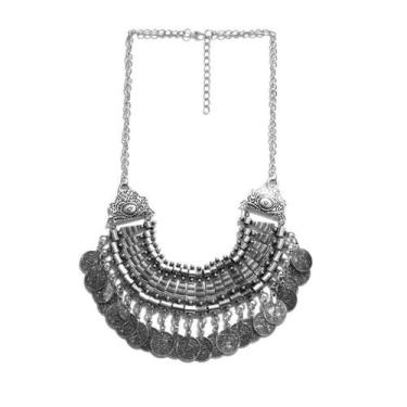 Imagem de Colar Moedas Egípcias Odalisca Boho Chic Cor:Prata - Genérico, Prata