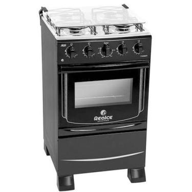 Imagem de Fogão Realce 4 Bocas Ares Manual Mesa de Inox Forno 50 Litros, Preto