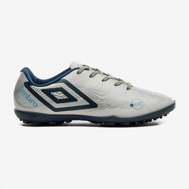 Imagem de Chuteira Society Umbro Orbit Unissex Branco Prata Marinho Grama Sintética Futebol Jogad...