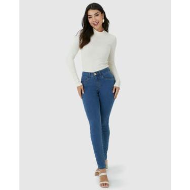 Imagem de Calça Feminina Skinny Cintura Média Em Flex Jeans - Malwee, Azul, 42
