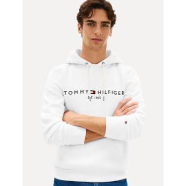 Imagem de Moletom Tommy Hilfiger Masculino Essential Fleece Crewneck Flag Branco-Masculino