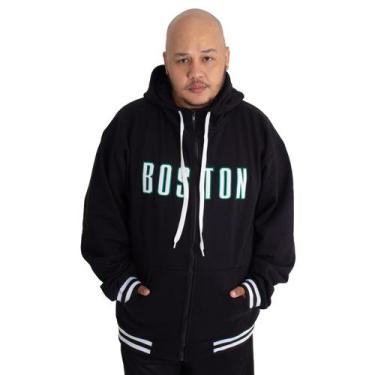 Imagem de Jaqueta Moletom Masculina Plus Size M10 Dunk Boston, Preto,  G3