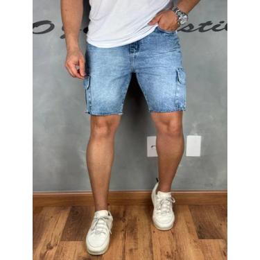Imagem de Bermuda Masculina Jeans Bolso Cargo Com Algodão - JST Jeans, Mármore, 