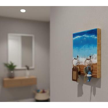 Imagem de Porta Chaves para parede decoração Mar em Madeira - Terra Eco Designe