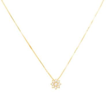 Imagem de Colar Flor com Brilhantes em Ouro 18K - AU14415 - BRUNA TESSARO JOIAS,