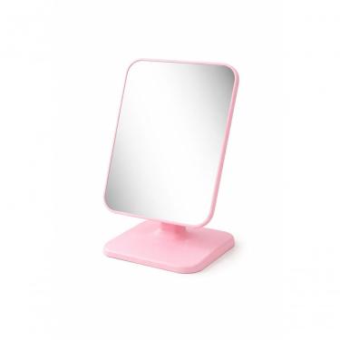 Imagem de Espelho de Mesa para Maquiagem Retangular 22cm X 15cm Moldura Plástica Uso Pessoal Rosa Dromos