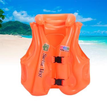 Imagem de Boia Infantil Inflável Tipo Colete Salva Vidas Step C para Piscina e Praia Laranja Fresh Step