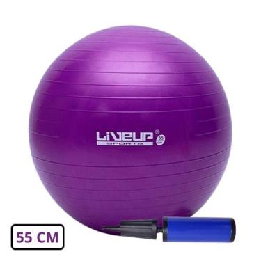 Imagem de Bola Suiça para Pilates 55cm Roxa com Bomba de Inflar - LiveUp - LiveU