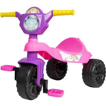 Imagem de Triciclo Kemotoca Unicornio Infantil de Polipropileno Rosa e Lilás Kendy Brinquedos