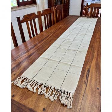Imagem de Caminho de Mesa Grid Tear Artesanal Algodão 2m X 40cm Preto Tear Brasil