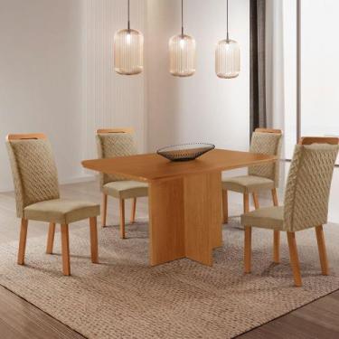 Imagem de Mesa de Jantar Olimpia 120cm Tampo MDF Laminado Canto Copo com 4 Cadei