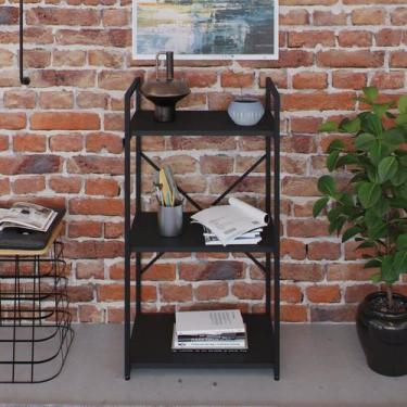 Imagem de Estante com 3 Prateleiras 84x45x33cm Yon Preto - Metalig
