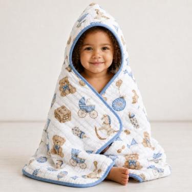 Imagem de Toalha de Banho Toalhão Bebe Criança Grande RN Soft Capuz de Fralda 10