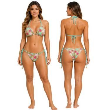 Imagem de Biquíni Feminino Cortininha Com Bojo Estampado Calcinha Levanta Bumbum