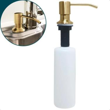 Imagem de Dispenser Dosador Detergente Dourado Ouro Inox 350ml Embutir Porta Sab
