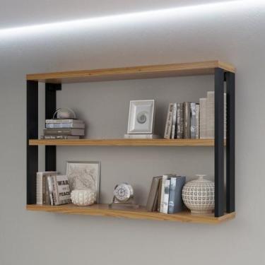 Imagem de Nicho 2 Prateleiras 100% MDF 89,5cm Industrial Laranja - Pradel Móveis