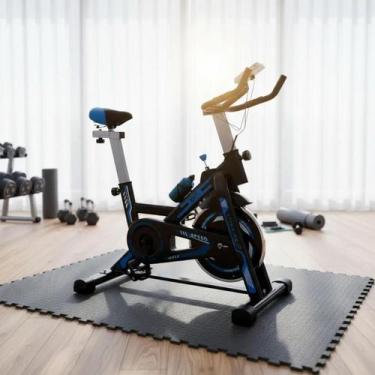 Imagem de Bike Profissional Academia Home Bicicleta Ergométrico azul com monitor