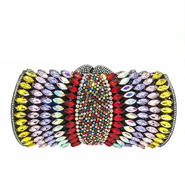 Imagem de Boutique De FGG Bolsa clutch de cristal brilhante para noite com pontas para festa de casamento, strass, bolsa clutch mini, Multicolorido 4, Medium