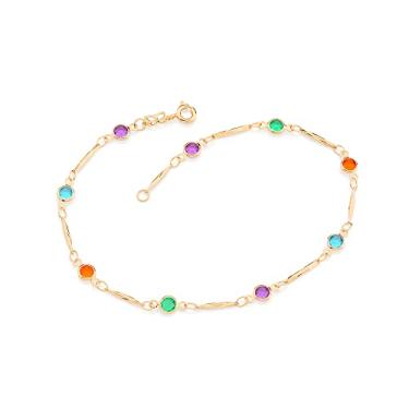 Imagem de Tornozeleira com cristais redondos Colorido-551605-Rommanel Cor:Colorido;Tamanho:25